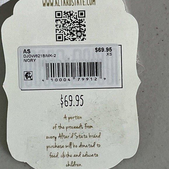 ALTAR’D State Size XS Tiered Dress Rosie Flutter Sleeve Ivory Swiss Dot NEW - Picture 7 of 12